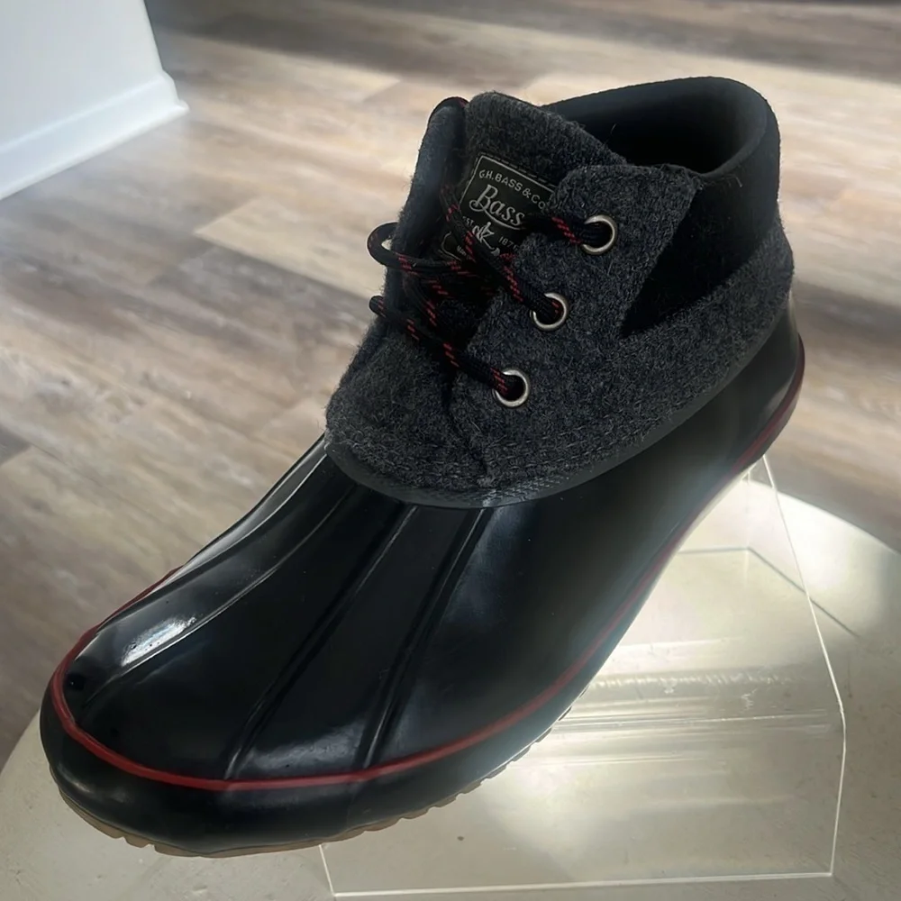 Bass Mandarin spring rain duck short ankle boots size 8 waterproof gray black - Picture 8 of 9